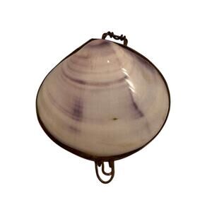 Small Vtg Seashell Trinket Box Hinge Lid Brass 2.5"2.5"x0.75"D